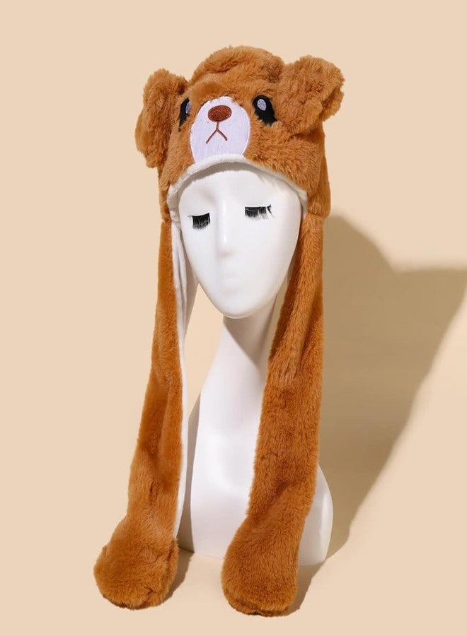 كيديتوس قبعة دب بني قطيفة من كيديتوس، قبعة أرنب مضيئة بإضاءة LED متحركة للأذنين للنساء والفتيات، بني - Image 5